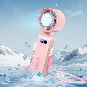 Portable USB Rechargeable Handheld Personal Cooling Fan with Ice Cooling Tech, 199 Adjustable Speeds, Foldable Design for Home Office Travel Outdoor Use