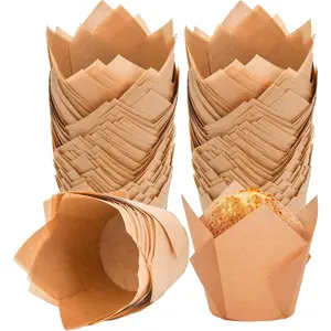 200Pcs Tulip Cupcake Liners Muffin Baking Liners Holders Premium Baking Cups Cupcake Wrappers Christmas Cupcake Lliners for Weddings, Birthdays, Anniversaries, and Special Occasions(Natural) Bakeware Utensils