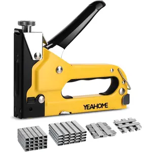 Staple Gun Heavy Duty, YEAHOME 4-in-1 Stapler Gun with 4000 Staples, Manual Brad Nailer Power Adjustment Stapler Gun for Wood, Crafts, Carpentry, Decoration DIY