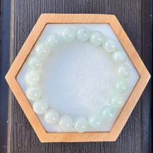 B24130-G Certified Untreated Grade A Jade Bracelet - 10mm Round Beads (Light Green)