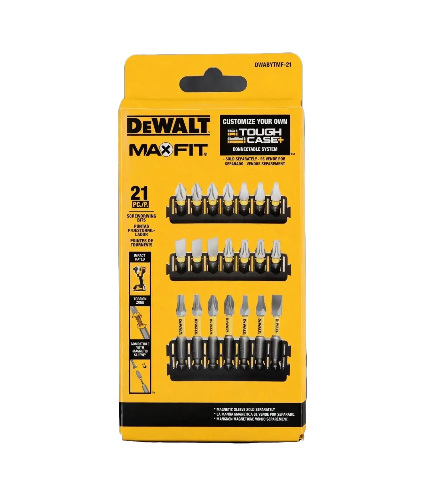 DeWalt MaxFit 21-Piece Screwdriver Bit Set DWABYTMF-21 - Customizable Tough Case, Compatible with Multiple Power Tools and Hardware Accessories