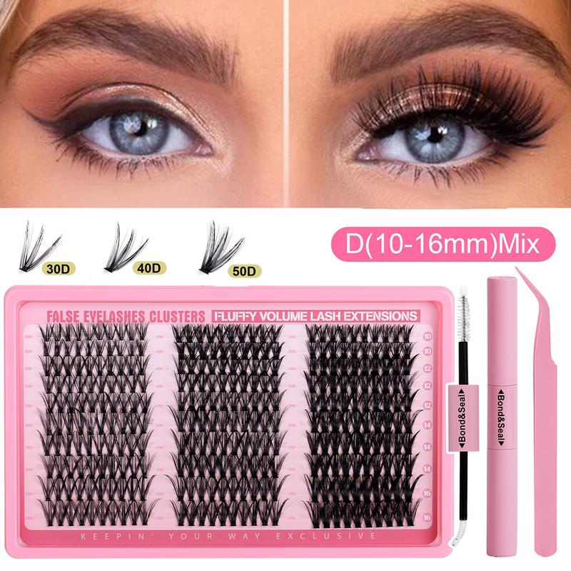 Complete DIY Eyelash Extension Kit – Individual Lashes Clusters with Bond, Seal & Tweezers, 10-16mm, D Curl, 30D/40D/50D Volume, Great for Beginners & Holiday Gift for Her Complete DIY Eyelash Extension Kit – Individual Lashes Clusters with Bond, Seal & Tweezers, 10-16mm, D Curl, 30D/40D/50D Volume, Great for Beginners & Holiday Gift for Her