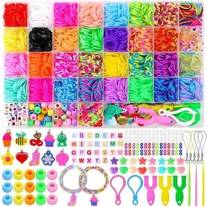 40 Grids Braided Rainbow Rubber Bands DIY Braiding Kit Children's Handicraft Material Kit Bracelet Rubber Bands