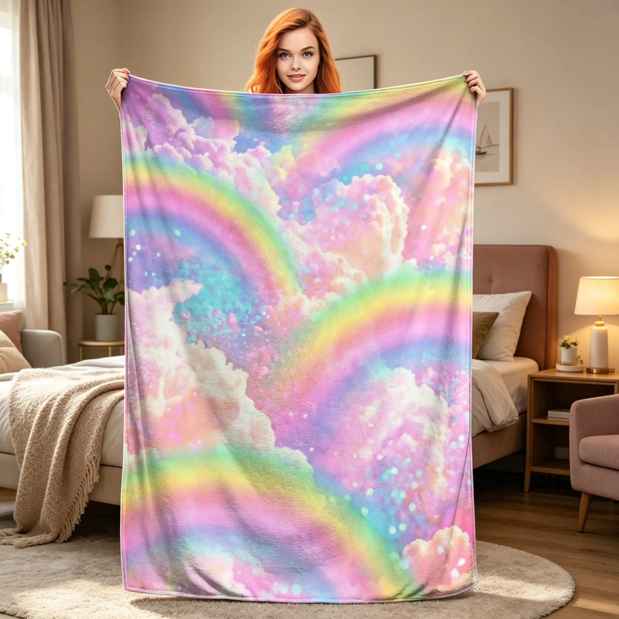 Rainbow Soft Throw Blanket – Cozy Aesthetic Blanket for Couch & Bed | Cute Colorful Home Decor Gift for Women Girls Teens | Lightweight All Season Blanket