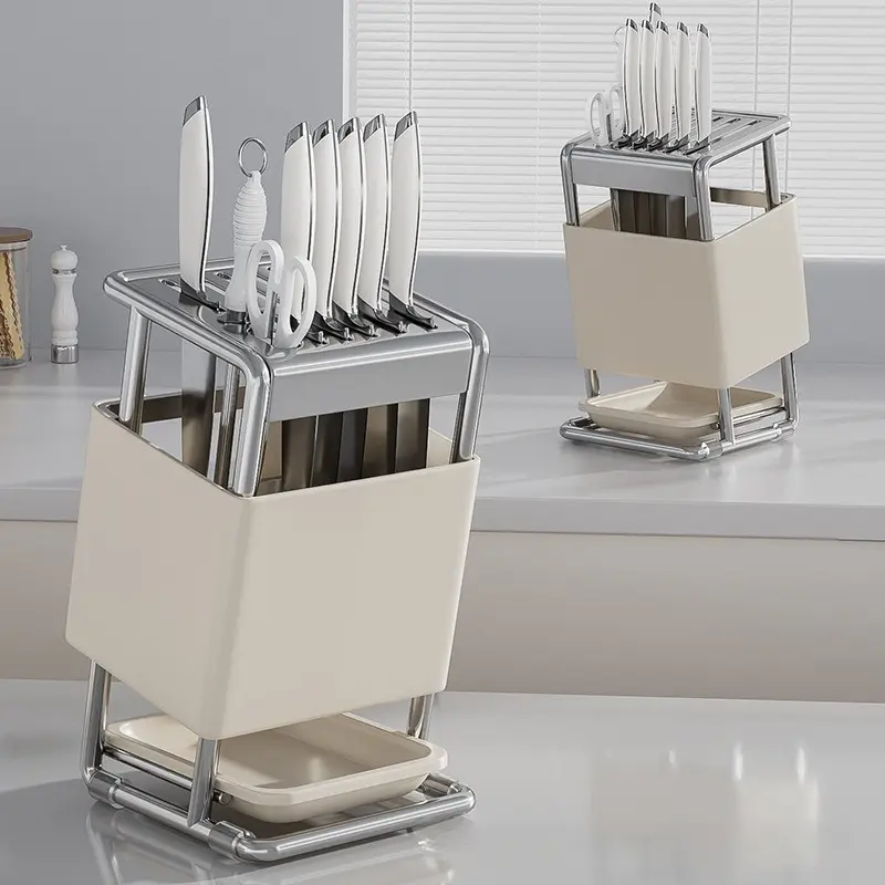 Slanted Knife Holder Storage Rack Kitchen Knife Rack Countertop Chopstick Cage Knife Integrated Storage Rack Wall-Mounted Knife Block Modern Kitchenware