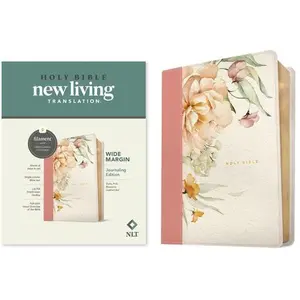 NLT Wide Margin Bible, Filament Enabled (Leatherlike, Dusty Pink Blossoms, Red Letter) by Tyndale