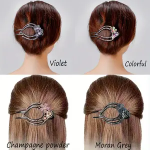 4pcs Korean style heart-shaped ponytail flower duckbill hair clip, suitable for Women's daily gatherings, banquets, festivals, parties, wearing as a gift and an affordable choice