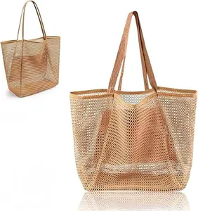 Large Capacity Mesh Beach Bag – Multi-Functional Travel Tote for Swimwear & Storage