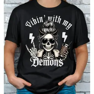 Vibin with my Demons Coffee Skeleton T-shirt