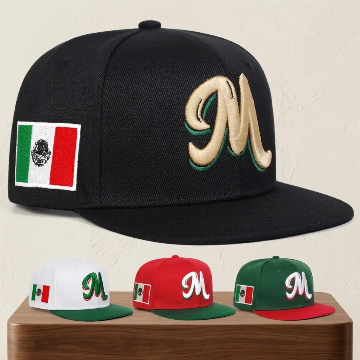 Mexican Flag Baseball Cap for Men & Women, Embroidered Letter M Snapback Hat, Mexico Pride Casual Streetwear Hip-Hop Headwear, Adjustable Multi-Color, Accessories For Women, Mens Hats