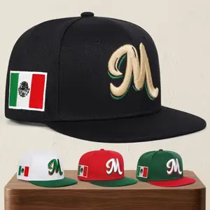 Mexican Flag Baseball Cap for Men & Women, Embroidered Letter M Snapback Hat, Mexico Pride Casual Streetwear Hip-Hop Headwear, Adjustable Multi-Color