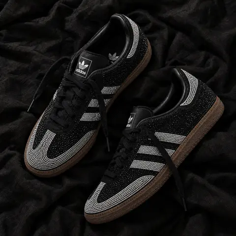 adidas Samba OG Rhinestone Black Silver Women's Fashion Shoes New