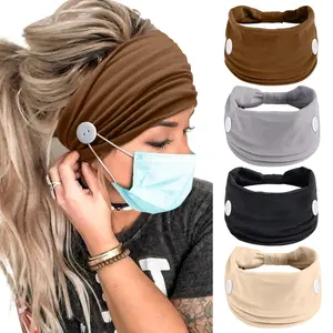 Button for Mask Women Nurses Headband No Slip Elastic Ear Protection Men Doctors Hairband Knotted Sport Sweatband Head Bands for Protect Ear
