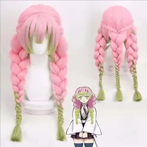 Anime Kanroji Mitsuri Cosplay Costume Kimono Haori Dress Wig Clothes Halloween Costume for Adult