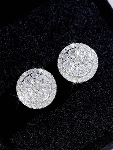 1 Pair Glamorous Cubic Zirconia Stud Earrings For Women For Wedding Engagement Anniversary Party Jewelry Valentine's Day Gift Sparkling Zirconia