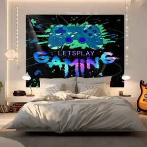 Vibrant Neon Gamepad Tapestry, Colorful Splatter Video Game Tapestries, Trendy Gamer Aesthetic Wall Hanging, For Bedroom, Game Room, Living Room, Dorm, Party Backdrop Decor, Great Gift for Boys Teens Gaming Lovers