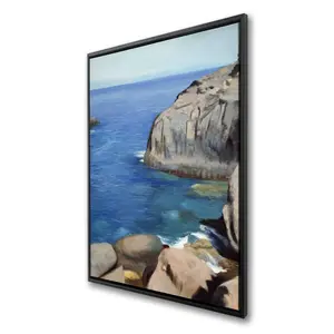 212 MAIN White-Framed California Coast Beach Scene Photography Print - 24x36 in., Minimalist, Artistic Coastal Vibe, Art Wall Decoration for Bathroom