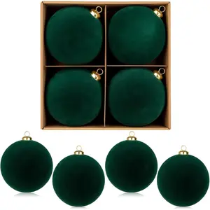 4.72" Green Large Christmas  Ball Ornaments 4 count Shatterproof Christmas Tree Ornaments Set  Xmas Balls Decor for Wedding Holiday Wreath  Decor