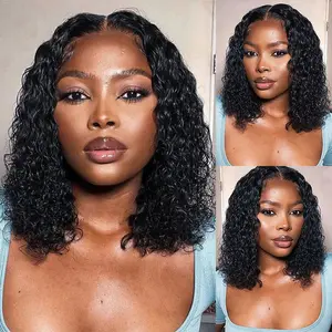 [Flash Sale]Asteria Hair Deep Wave Pre Cut Lace 13×4 Lace Front Bob Wig Ready To Go Natural Black Deep wave Human Hair Wig With Lace Beginner Friendly