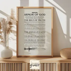 Itsel The Full Armor Of God Prayer Christian Poster, Prayer Print Wall Art, Ephesians 6 Bible Wall Art, Christian Decor