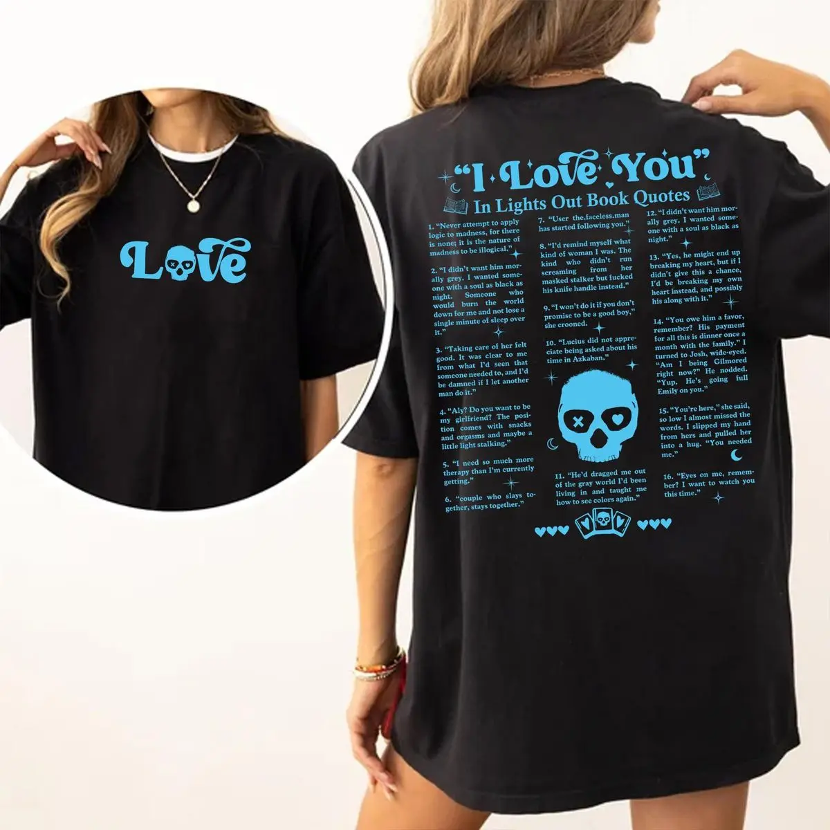 Lights Out I Love You In Book Quotes 2 Sides Shirt Sweatshirt Hoodie, Navessa Allen Shirt, Into Darkness Shirt, Bookish Merch Shirt, Dark Romance Merch, Gifts For Readers, Booktok Merch, Smutty Books Unisex , Unisex Sweater Pullover Tee