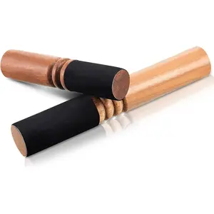 2 count Tibetan Singing Bowl Mallet Suede Wooden Striker Leather Wrapped Meditation Mallet Sound Bowl Stick Buddha Musical Instruments for Buddhist Meditation Yoga Chime (Black and Brown)