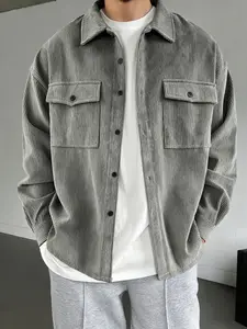 Essential Corduroy Shirt Jacket for Men, High-Quality Texture, Long Sleeve, Fitted, Casual Button Front, Simple Yet Stylish, Fashionable Casual Wear, Outerwear
