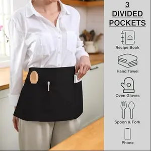 Waist Apron with 3 Pockets, Waterdrop Resistant, Premium Waitress Apron, Server Apron, Chef Apron, Kitchen Cooking Apron