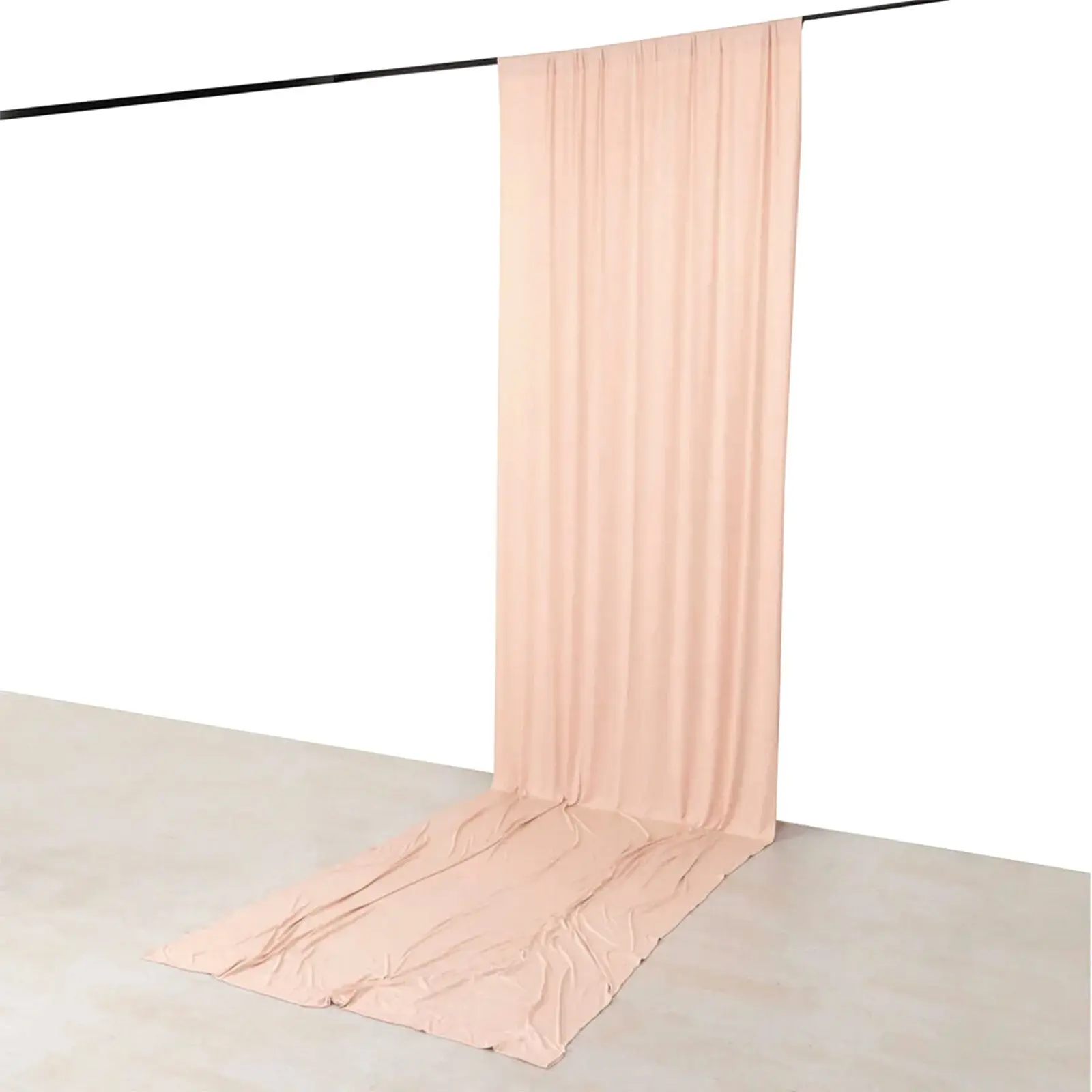 Blush Pink 4-Way Stretch Spandex Event Curtain Drapes - 5x16 ft Wrinkle-Free Plain Fabric Festive Backdrops & Banners with Rod Pockets