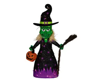 Northlight LED Witch with Broom Yard Halloween Decor 39"