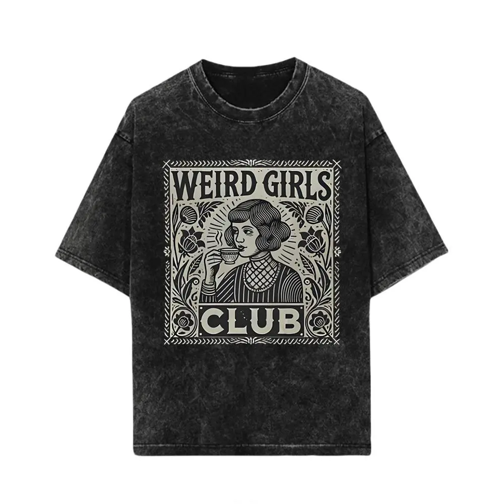 Gothic Streetwear Graphic T-Shirt for Women, Weird Girls Club Alt Aesthetic Top, Casual Short Sleeve Witchcore Tee, Shortsleeve