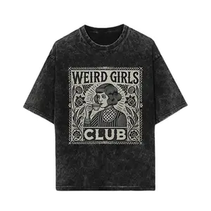 Weird Girls Club Shirt • Whimsy Goth Graphic Tee • Retro Alt Girl T-Shirt • Weirdcore Witch Aesthetic Clothing，Black-Hoodie-front Black-Sweatshirt-front，More Color Options (Coffee, Red, Green, Blue, Purple) Casual Round Neck