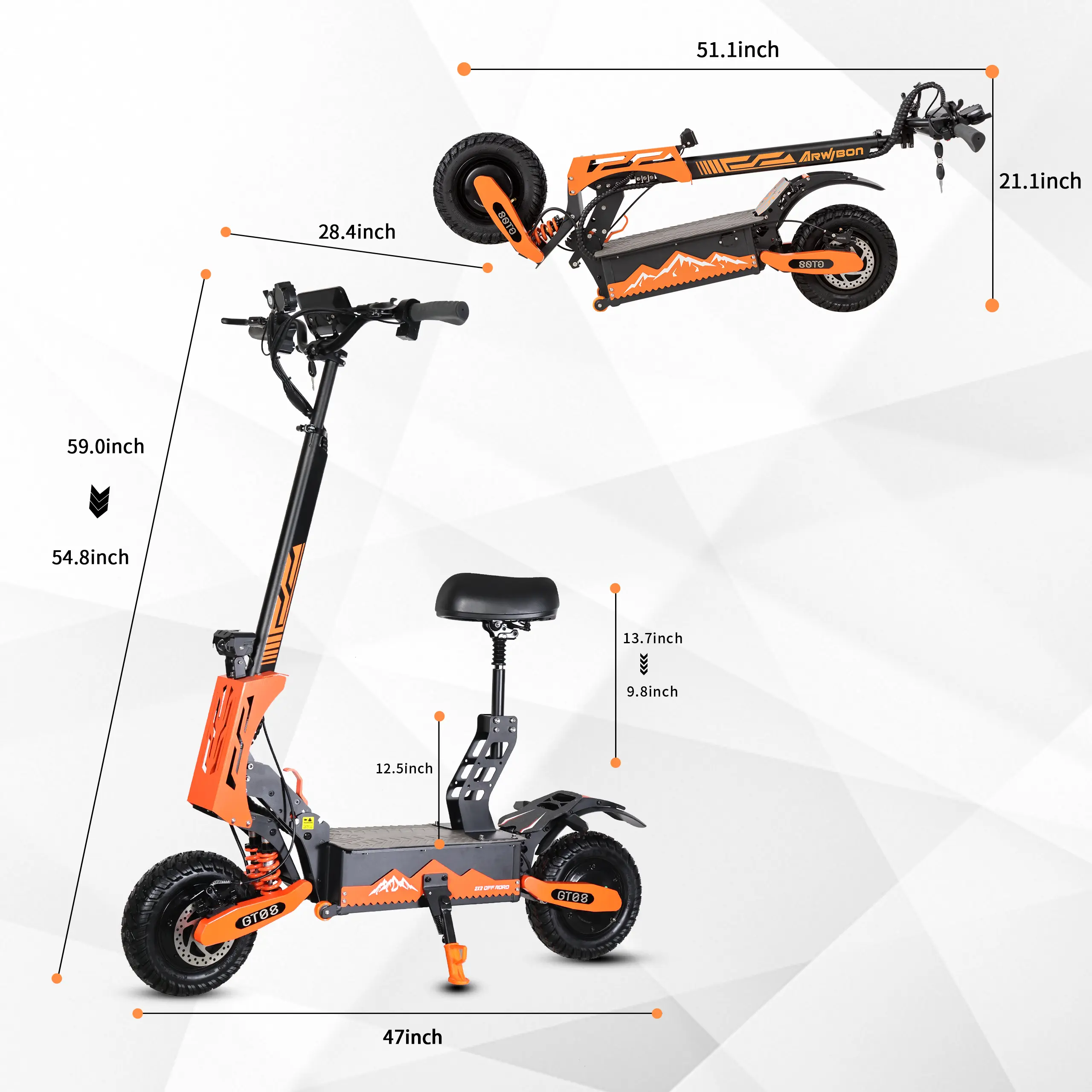 GT08 60V 27AH Electric Scooter for Adults 5600W Dual Motor 50MPH