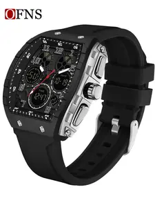 OFNS Men's Electronic Watch, Resin Case Material, Analog Display, Multi-Function Design, Ideal for Daily Wear & Travel, Trendy Multifunctional Watch