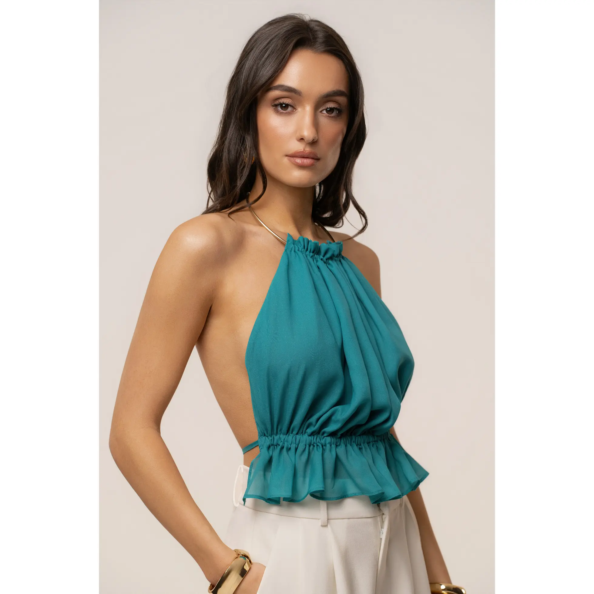 Aqua Moonlit Coast Halter Top