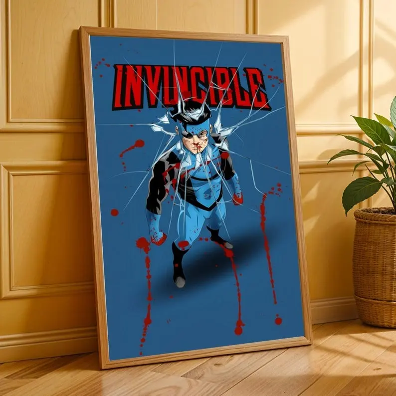 Invincible Shattered Glass Poster, Superhero Comic Wall Art, Invincible ...