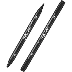 Black   Markers, 2 Pack Dual Tip  Pens  Markers with Dot and Brush Tip, Coloring Marker for , Rock, Canvas, Glass, Metal, Ceramic, Plastic, Fabric, School Supplies