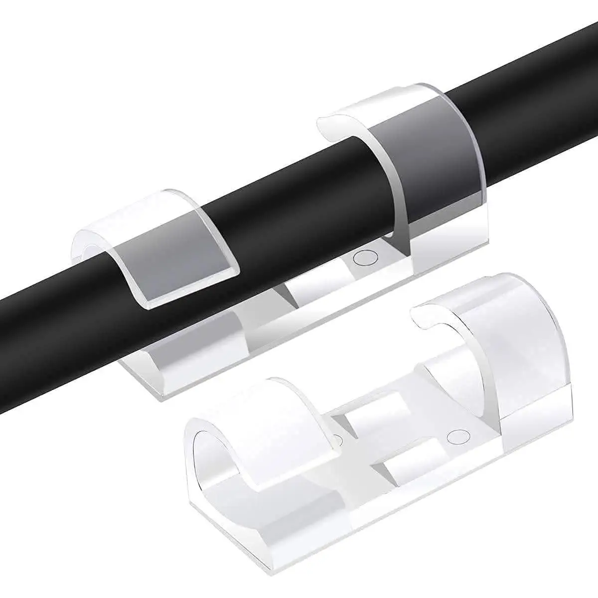 20pcs - Cable Clips Desk Organizer Self-Adhesive Multipurpose Drop Wire Holder Plastic Cord Management Clips for Office and Home Transparent Color