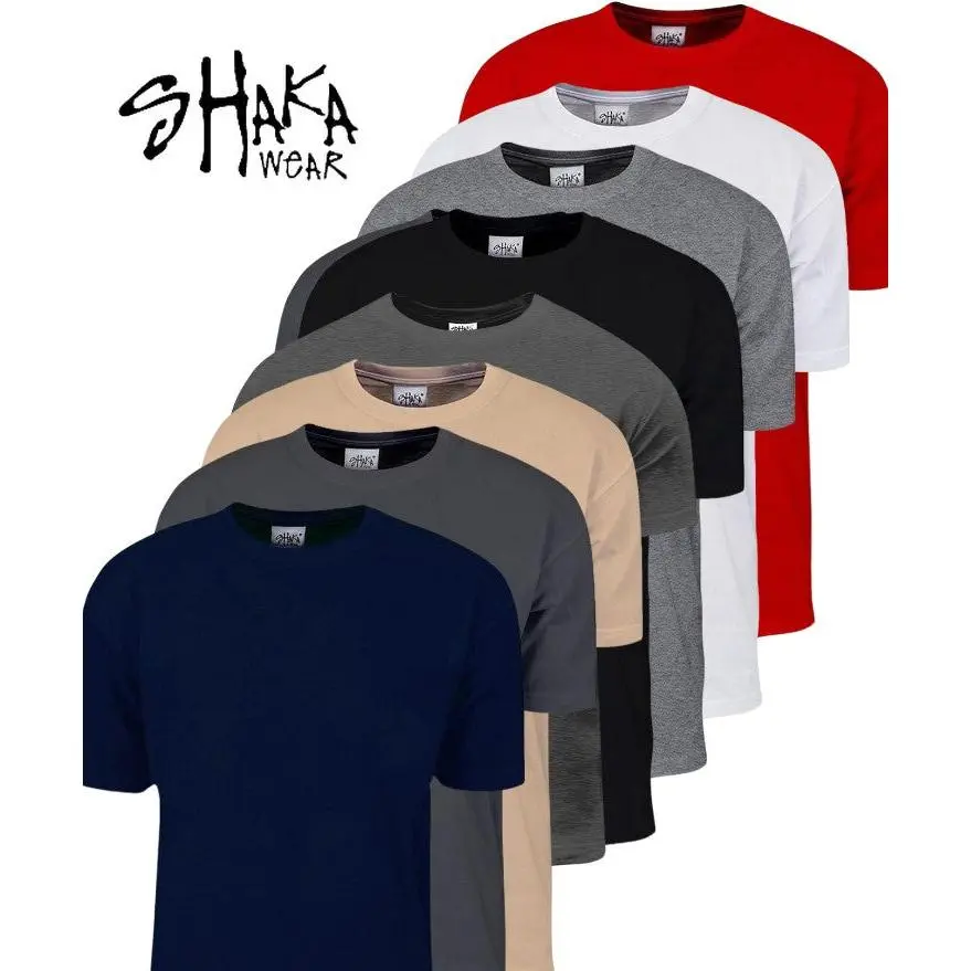 Shaka Wear Men's Super Max Heavyweight 7.5 Oz Plain Round Neck Short Sleeve Fitted Casual Vintage Streetwear Clothing, 3-Pack Beige Tops, Fashion Streetwear, Cold Wash Menswear Basic Fashion Apparel