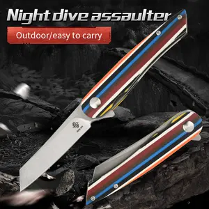 [ Night Diver ] CPM-Magnacut Powdered Steel Outdoor Multi-Purpose High-End Folding Knife for Exploration and Camping, Portable Small Knife with Premium Carbon Fiber Handle / G10 Handle, Stonewashed Blade Process, High Hardness, Sharp Cutting Performance
