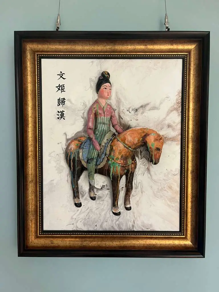 Home decor sculpture painting"Wen ji back to Han" 29.5in*23.6in