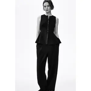H&M Rib-knit peplum waistcoat