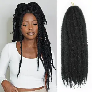 Marley Twist Braiding Hair 24 Inch Marley Twist Hair Long Cuban Twist Hair 8 Packs Afro Kinky Curly Twist Crochet Hair Synthetic Marley Hair Extensions (24 Inch 8packs, 1B)