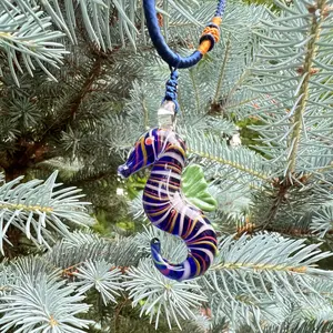 HANDMADE Glassart original design  Seahorse Pendant / Glass decoration- unique design glass Aquatic creature pendant / glass decoration