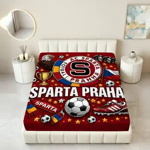 1Pc Football Team Sports Fitted Sheet Mattress Protector Sports Theme, Soccer Enthusiast Mattress Protector Breathable, Soft Comfortable Bedding Mattress Cover, for Bedroom Guest Room.