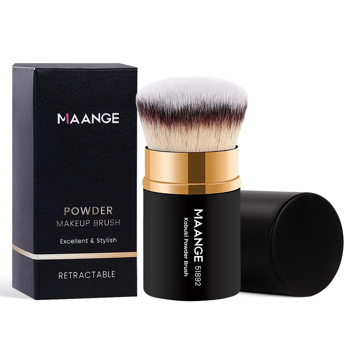 Retractable Makeup Brush with Paper Box, Powder Foundation Makeup Brush, Portable Travel Makeup Brush for Blush Bronzer Buffing Loose Powder Cream Sunscreen Blending Liquid, Cosmetic, Precision Powder Brush, Beauty Travel Brush