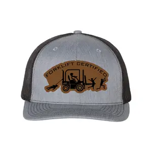 Forklift Certified Leather Patch Hat, Workplace Humor Cap, Funny Dad Hat, Leather Patch Cap, Richardson 112