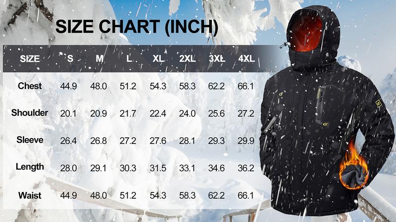 Men's Ski Jacket Winter Warm Snow Coat Waterproof Windbreaker Hooded Work Outerwear Snowboarding Jackets