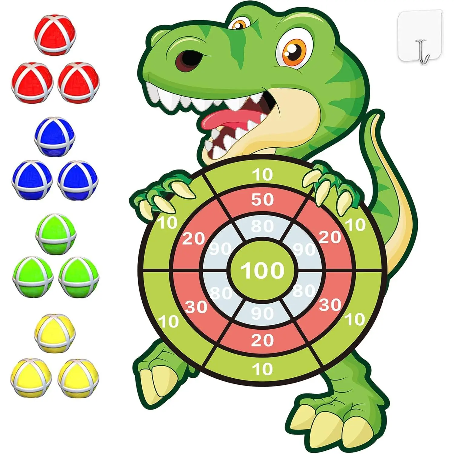 30-in High-Quality Soft Fabric Dartboard with Sticky Balls, Easy-to-Hang Hook Mount, Free Sticky Hook, Dinosaur Toys, All Ages Game to Improve Hand and Eye Coordination, Festival Gift