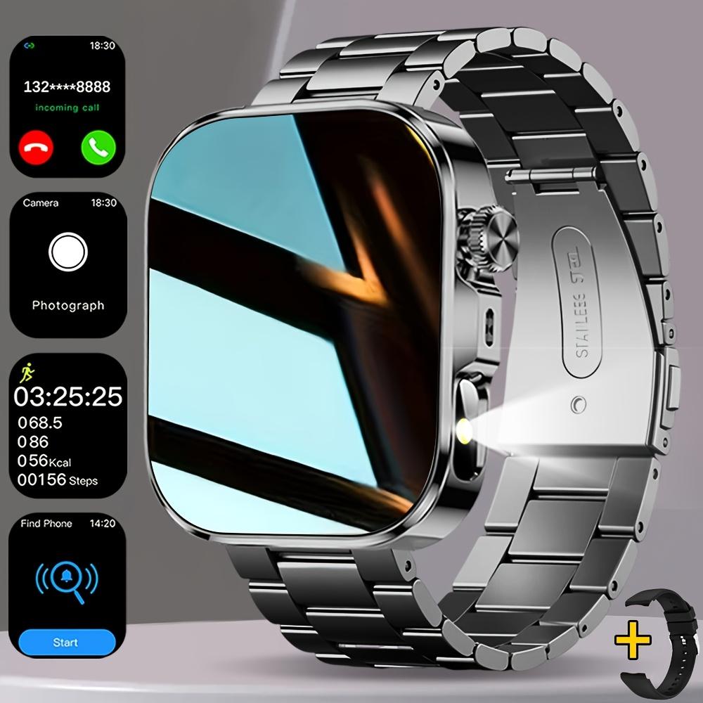 2026 New HD Full-Touch Smartwatch for Men and Women - Wireless Calling/Texting/Multiple Sports Modes/Remote Camera Control/Fitness Tracker/Outdoor LED Lighting, Compatible with Android and iPhone, USB Charging, Alloy Case/Silicone Strap/Metal Strap
